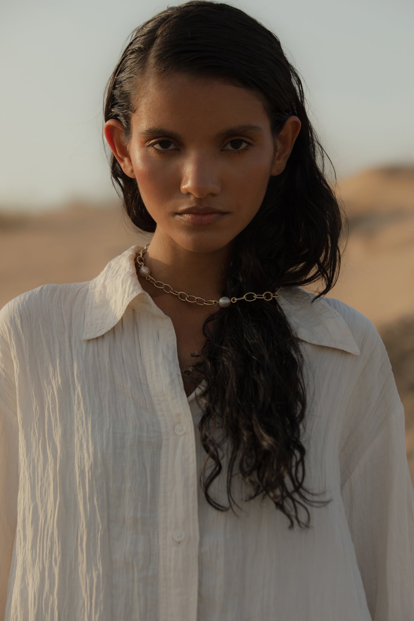 Thick Chain Pearl Necklace