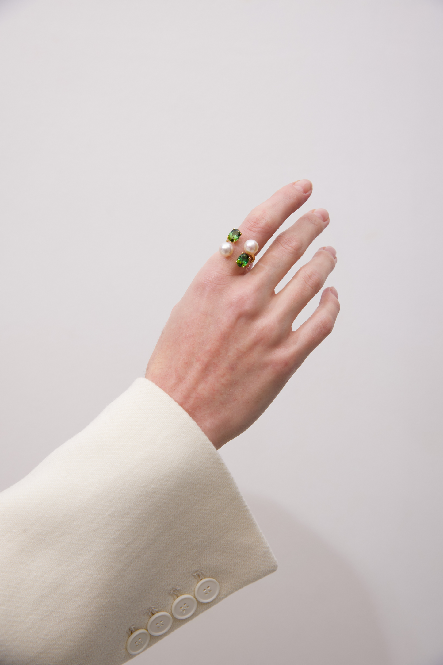 Bague double Tourmaline verte