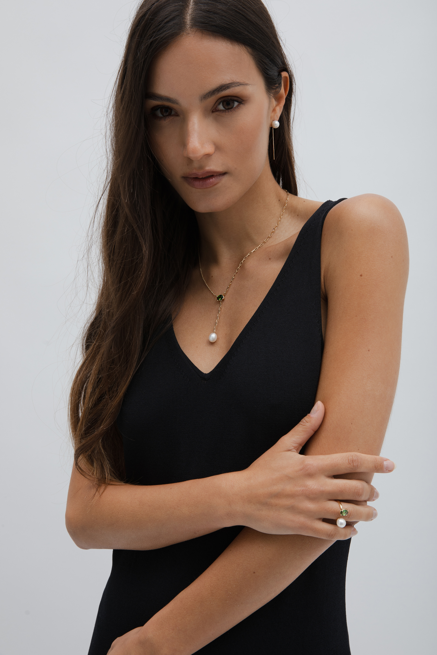 Gioia Green Tourmaline Lariat Necklace