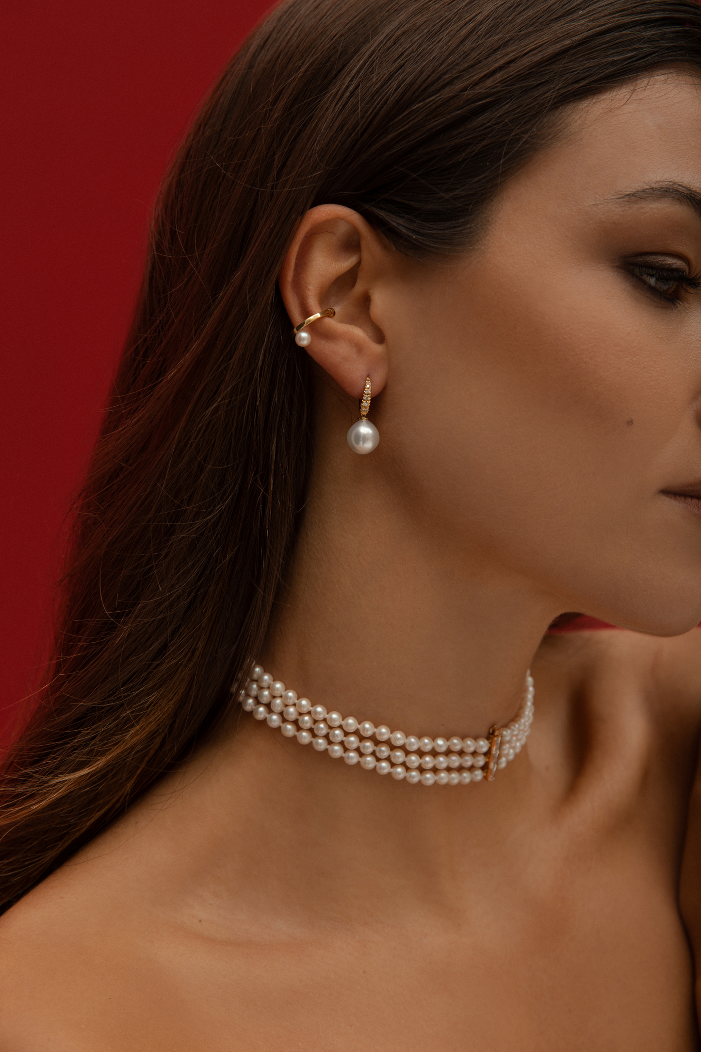 Divina 3 Row Pearl Necklace