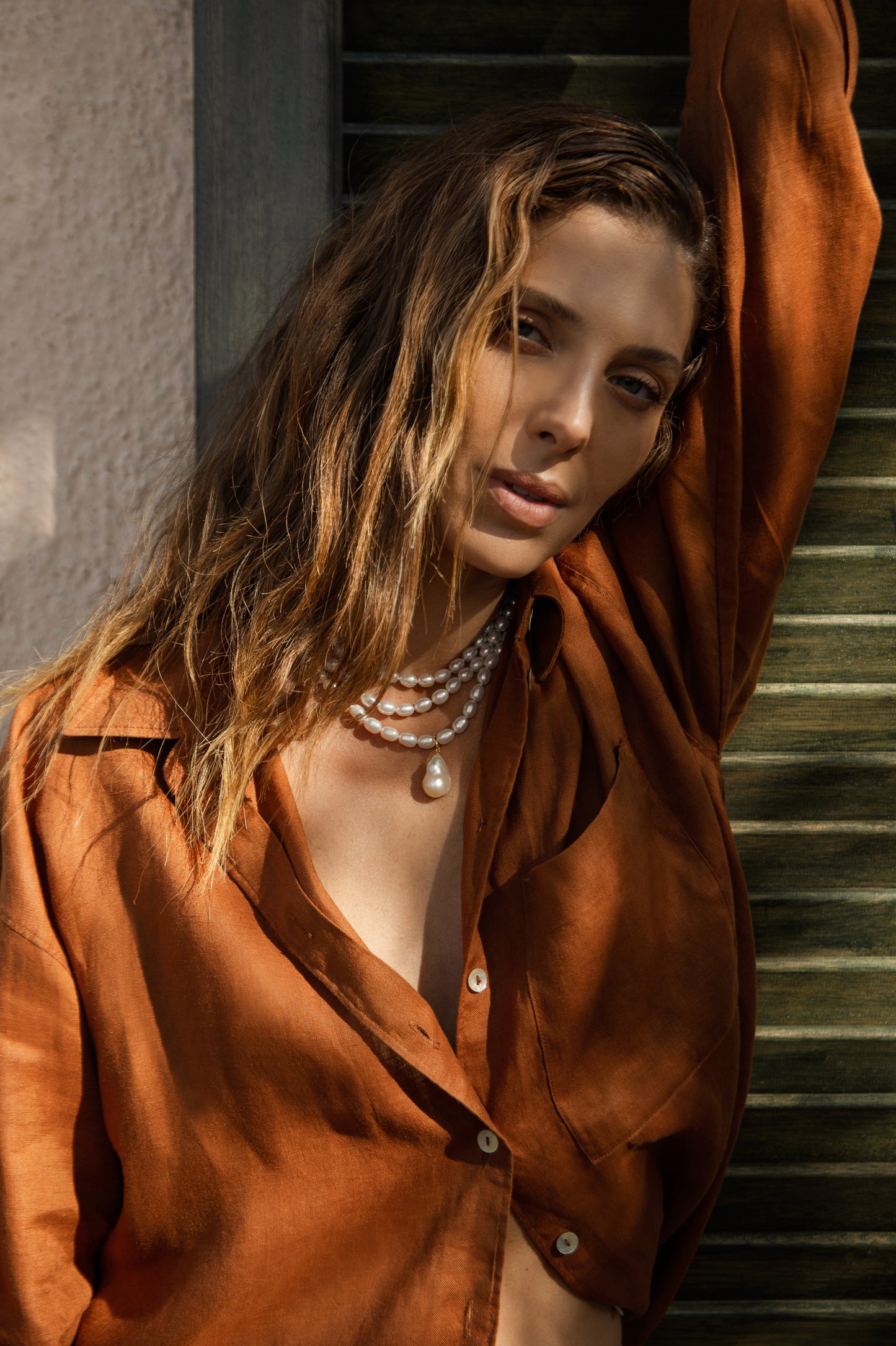AMORE BAROQUE PENDANT 3 ROW NECKLACE
