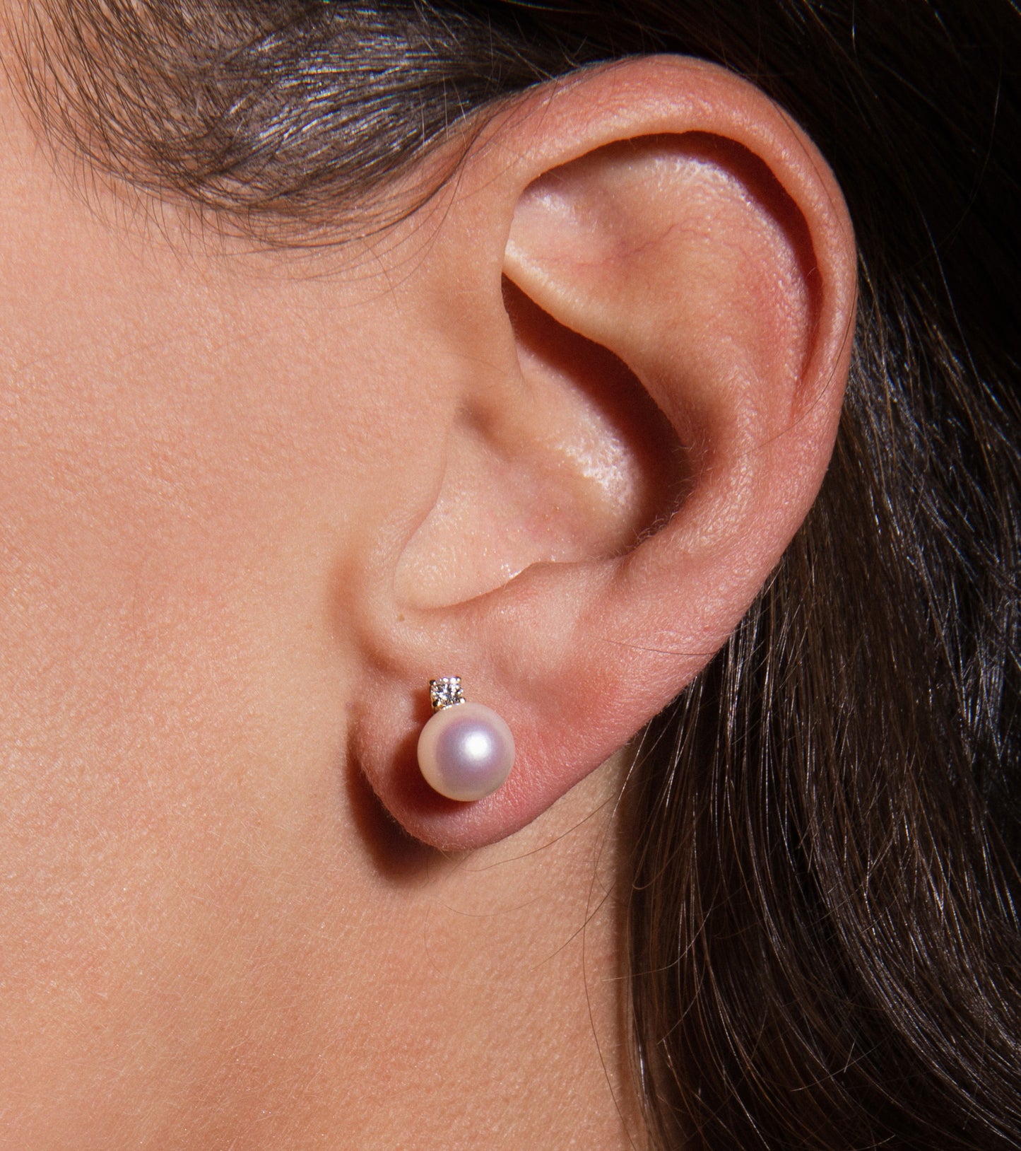 Diamond Pearl Stud Earrings