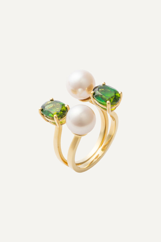 GIOIA DOUBLE Green Tourmaline RING