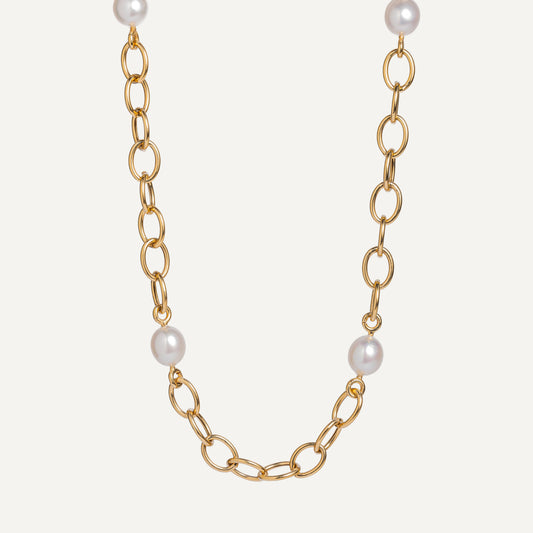 Thick Chain Pearl Necklace