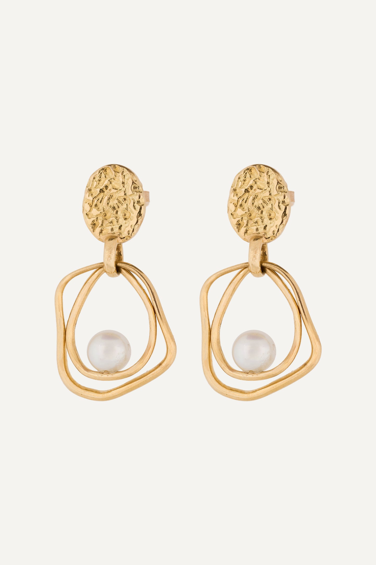 Sea Coin Trapeze Gold Earrings