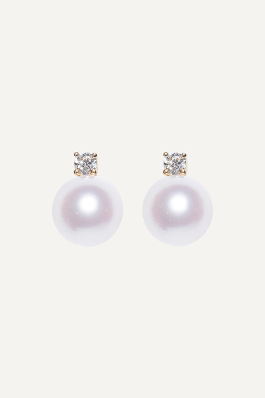 Diamond Pearl Stud Earrings