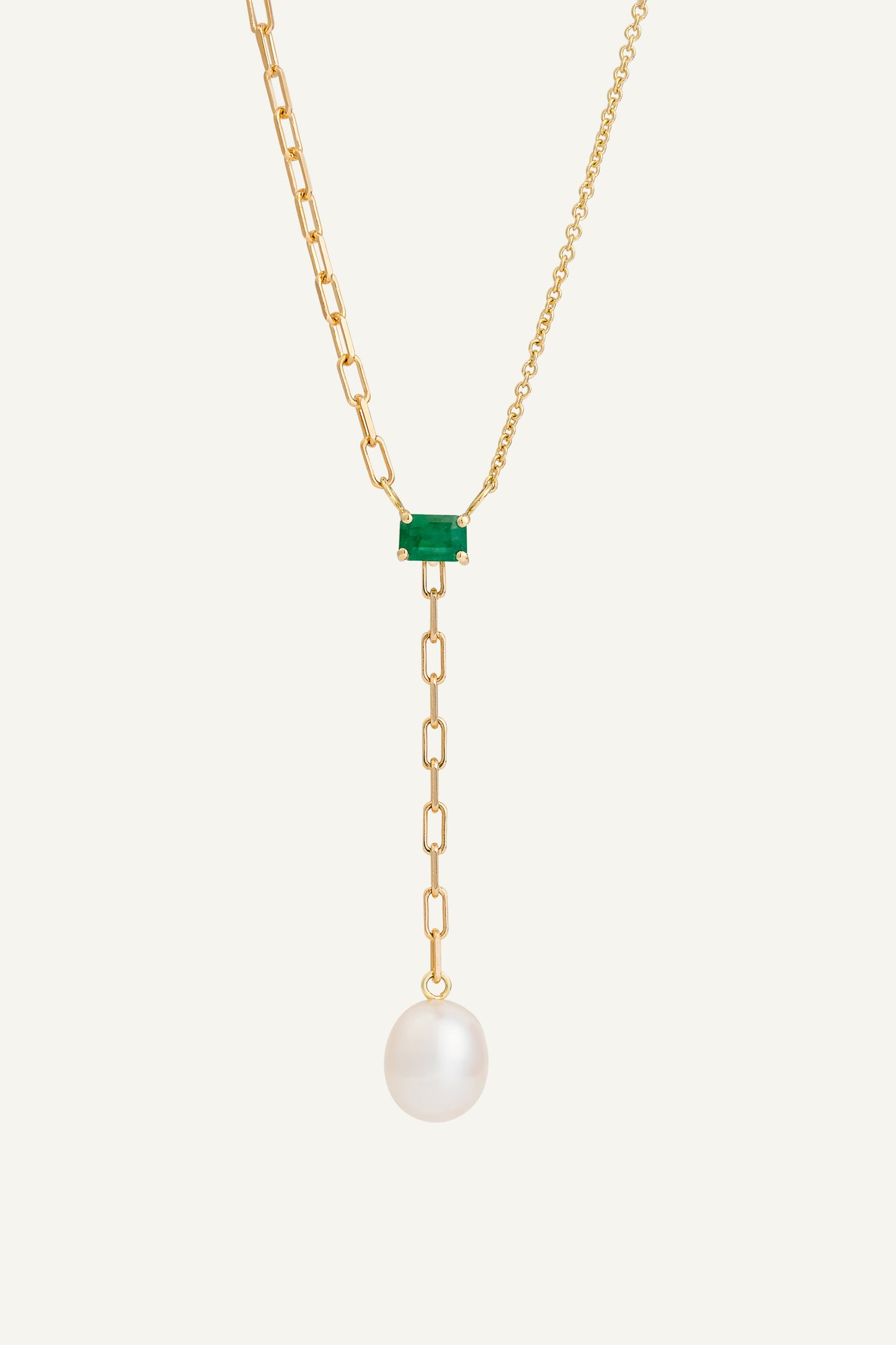 Gioia Emerald Lariat Necklace