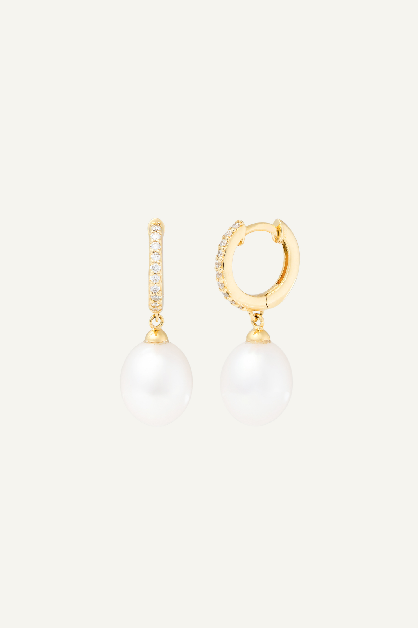 Round Diamond Pearl Hoops