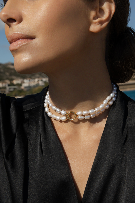DOUBLE PEARL ROW NECKLACE