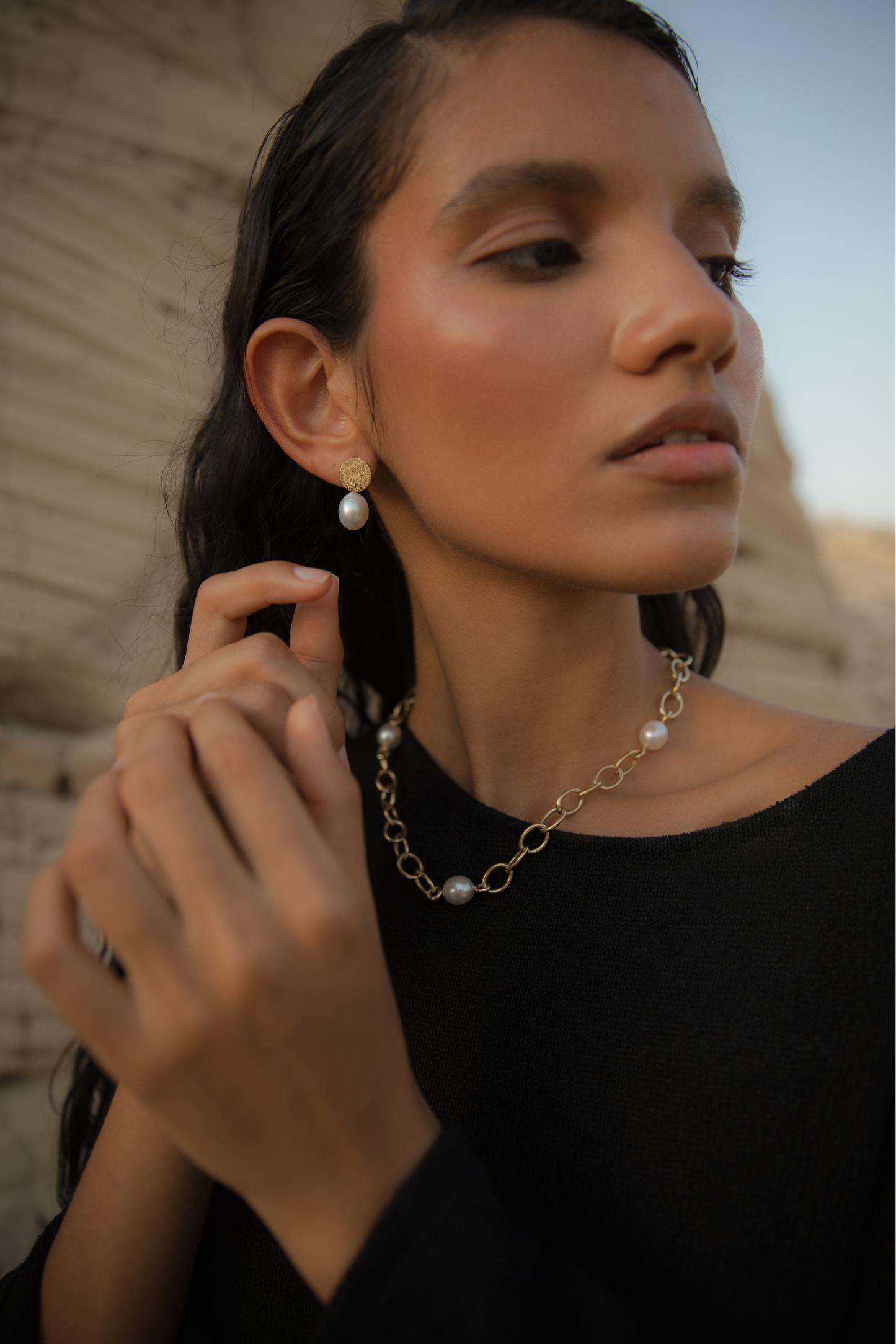 Sea Coin Gold Earrings