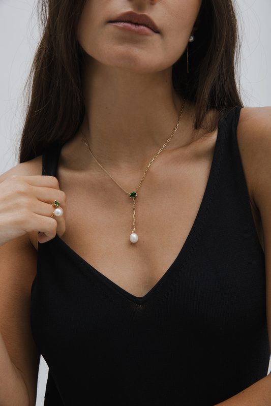 Gioia Green Tourmaline Lariat Necklace