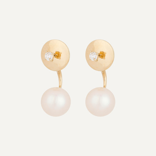 Diamond Star and Pearl Earrings