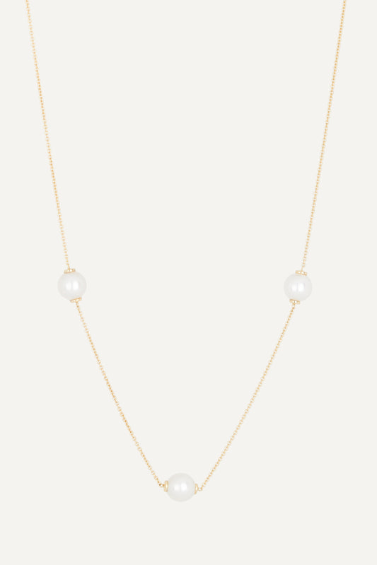 Gold Three Pearl Necklace