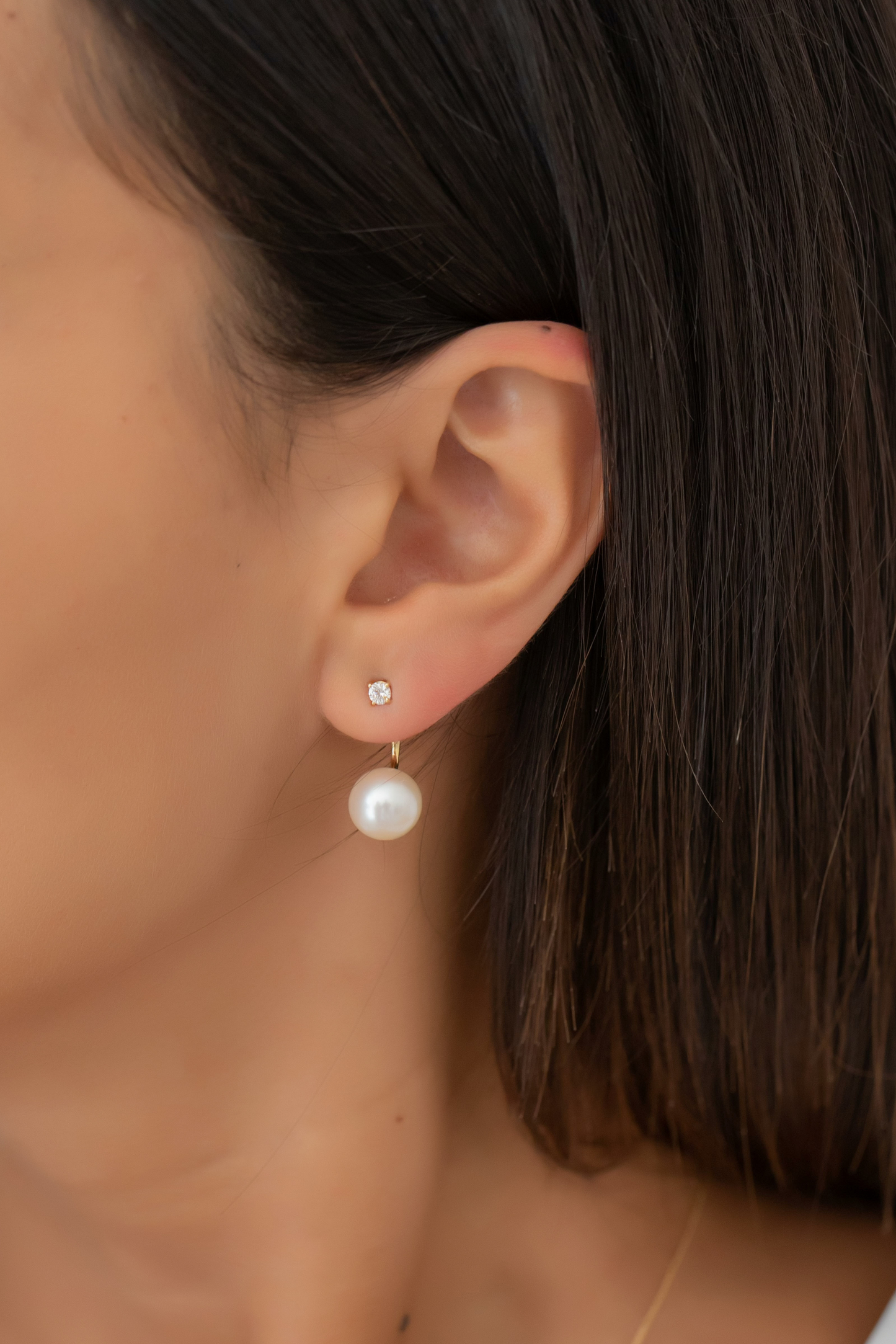 Diamond Star and Pearl Earrings